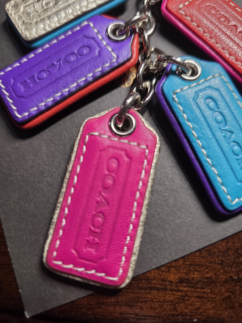 COACH Extremely RARE Multicolor Leather Tag Charm Keychain - Picture 3 of 11